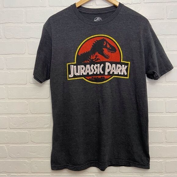 JURASSIC Park movie tee medium short sleeves unisex grey charcoal 50% cotton - Picture 12 of 12